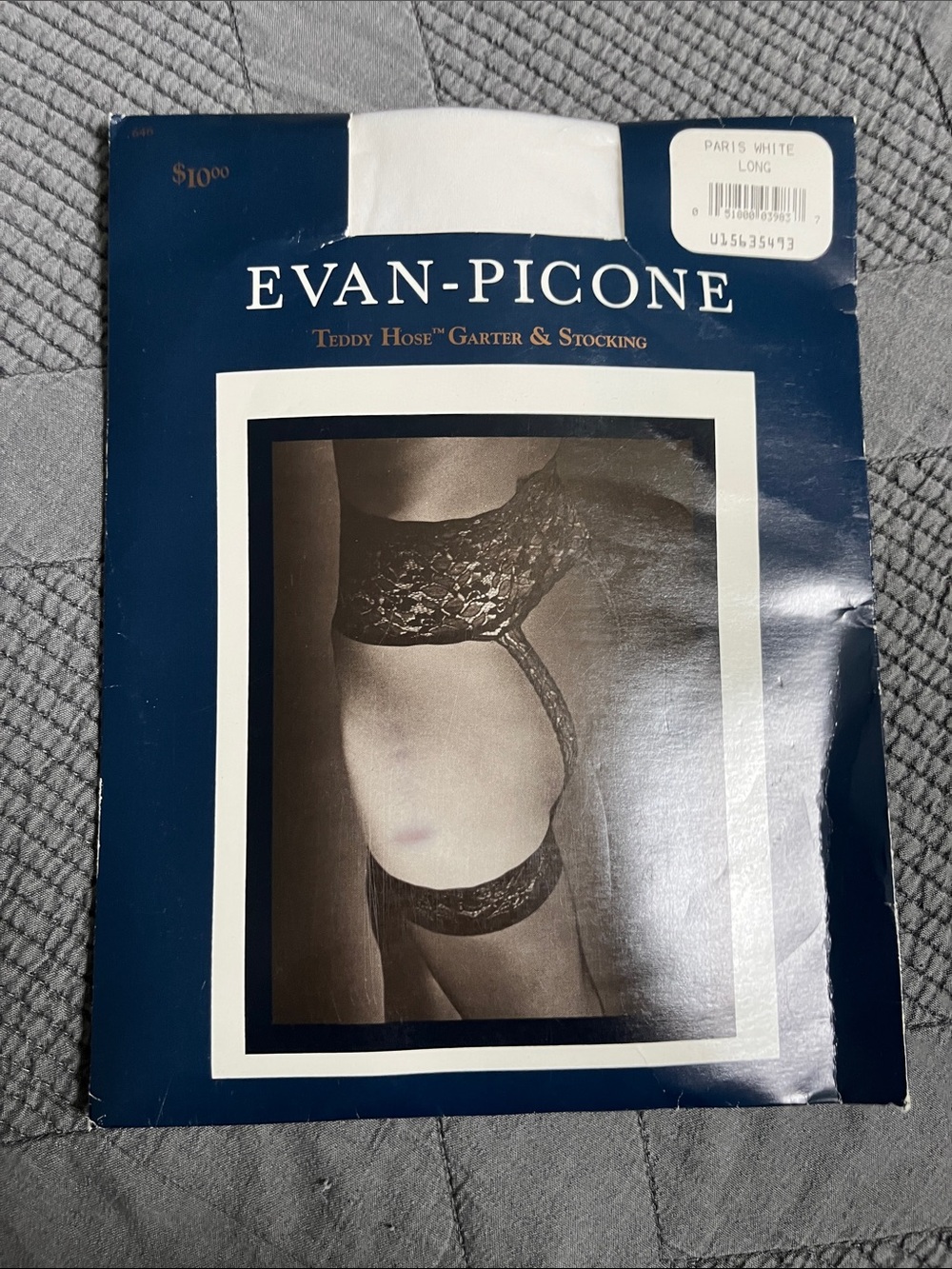 Evan-Picone Paris White Lace Teddy with Garter Detail